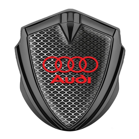 Audi Emblem Self Adhesive Graphite Metallic Fence Effect Crimson Logo