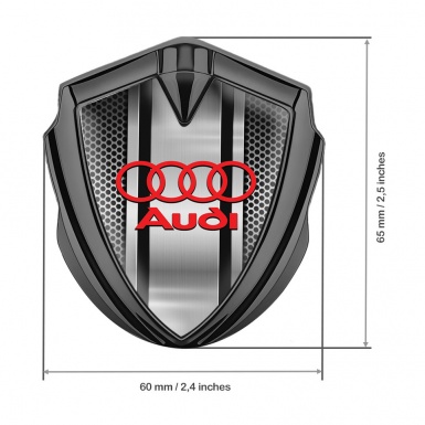 Audi Bodyside Emblem Badge Graphite Metal Texture Classic Red Logo