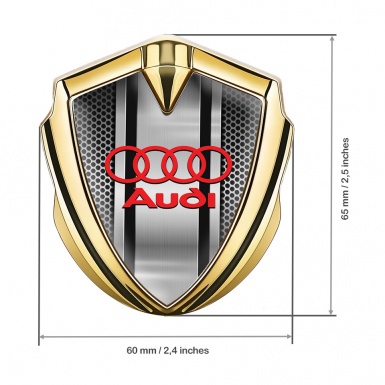 Audi Bodyside Emblem Badge Gold Metal Texture Classic Red Logo