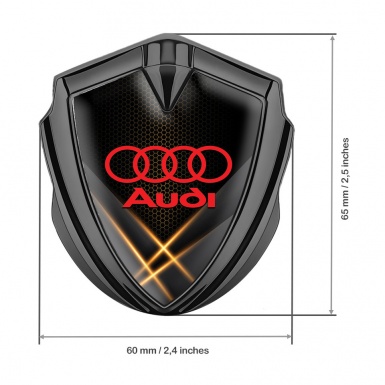 Audi Trunk Emblem Badge Graphite Orange Honeycomb Light Effect