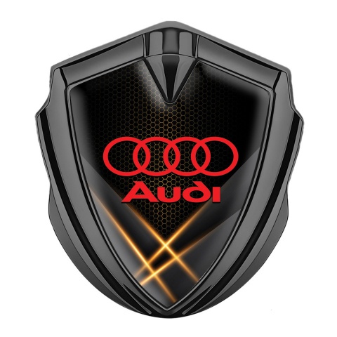 Audi Trunk Emblem Badge Graphite Orange Honeycomb Light Effect