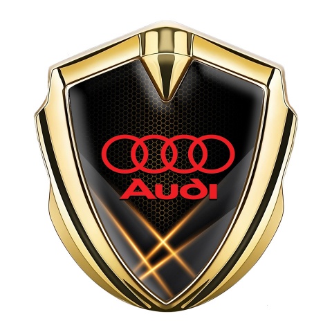 Audi Trunk Emblem Badge Gold Orange Honeycomb Light Effect
