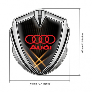 Audi Trunk Emblem Badge Silver Orange Honeycomb Light Effect