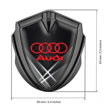 Audi Emblem Car Badge Graphite Grey Honeycomb Light Beam Effect