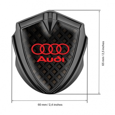 Audi Metal Emblem Self Adhesive Graphite Brown Cubes Red Edition