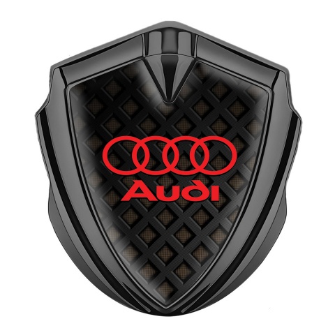 Audi Metal Emblem Self Adhesive Graphite Brown Cubes Red Edition