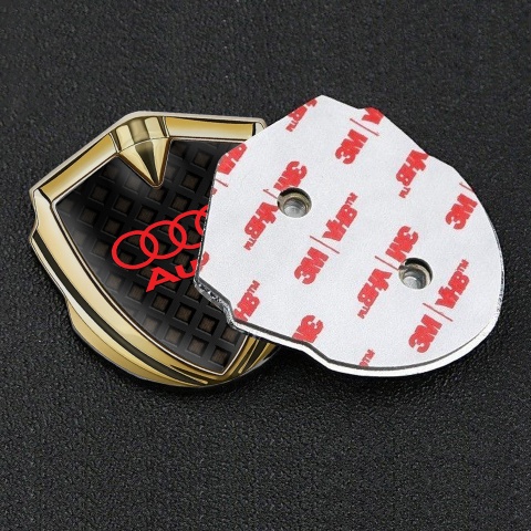 Audi Metal Emblem Self Adhesive Gold Brown Cubes Red Edition
