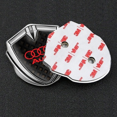 Audi Metal Emblem Self Adhesive Silver Brown Cubes Red Edition