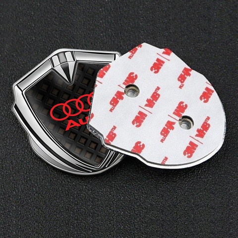 Audi Metal Emblem Self Adhesive Silver Brown Cubes Red Edition