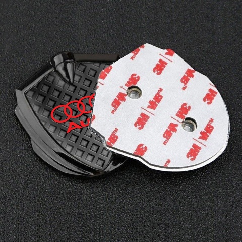 Audi Metal 3D Domed Emblem Graphite Grey Cubes Crimson Logo Design