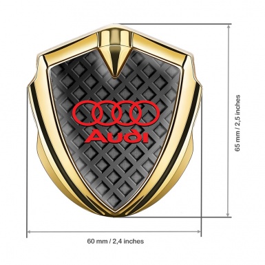 Audi Metal 3D Domed Emblem Gold Grey Cubes Crimson Logo Design