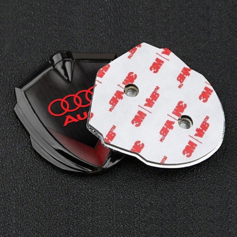 Audi Emblem Badge Self Adhesive Graphite Black Red Elements Crimson Logo