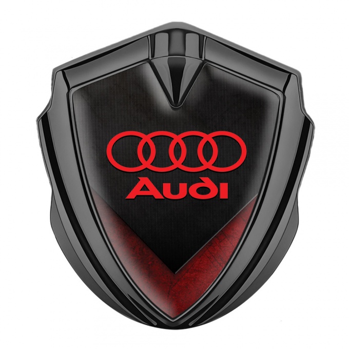 Audi Emblem Badge Self Adhesive Graphite Black Red Elements Crimson Logo