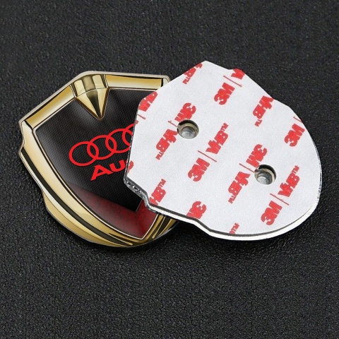 Audi Emblem Badge Self Adhesive Gold Black Red Elements Crimson Logo