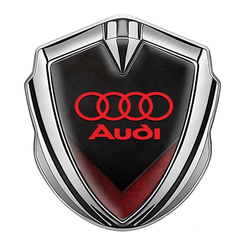 Audi Emblem Badge Self Adhesive Silver Black Red Elements Crimson Logo
