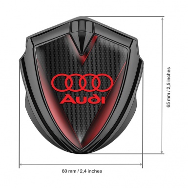 Audi Emblem Fender Badge Graphite Red Frame Classic Logo Edition