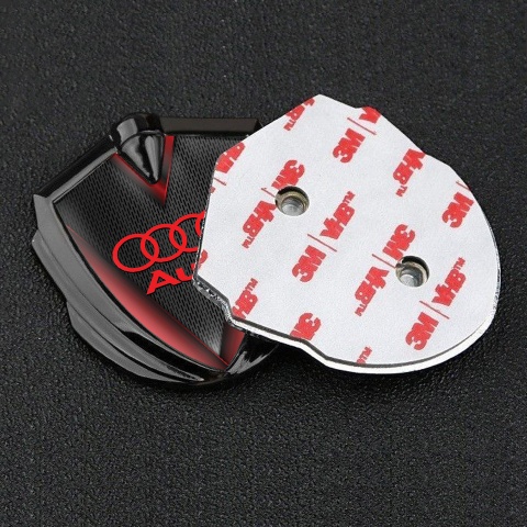 Audi Emblem Fender Badge Graphite Red Frame Classic Logo Edition