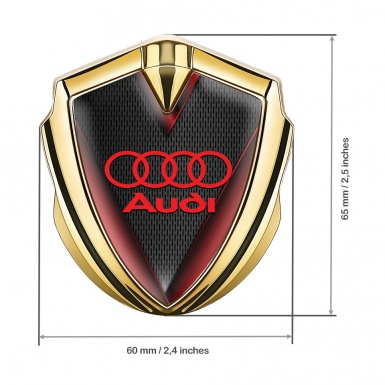 Audi Emblem Fender Badge Gold Red Frame Classic Logo Edition