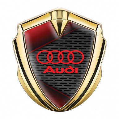 Audi Emblem Trunk Badge Gold Dark Mesh Red Elements Edition