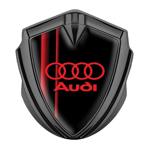 Audi Emblem Self Adhesive Graphite Black Fill Crimson Straight Lines