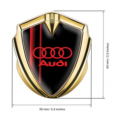 Audi Emblem Self Adhesive Gold Black Fill Crimson Straight Lines
