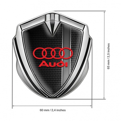 Audi Bodyside Emblem Badge Silver Black Carbon Sport Stripe