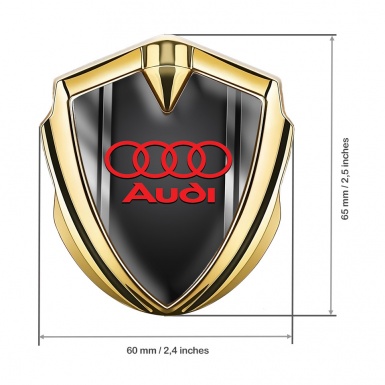 Audi Trunk Emblem Badge Gold Metallic Frame Red Logo Design