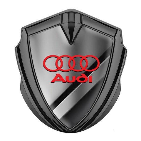 Audi Emblem Car Badge Graphite Diagonal Panels Crimson Logo
