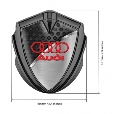Audi Bodyside Domed Emblem Graphite Black Hexagon Polished Metal