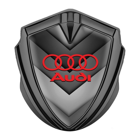 Audi Metal Emblem Self Adhesive Graphite Grey Fragments Red Logo