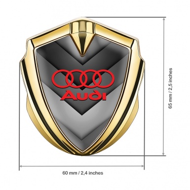 Audi Metal Emblem Self Adhesive Gold Grey Fragments Red Logo