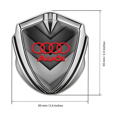 Audi Metal Emblem Self Adhesive Silver Grey Fragments Red Logo
