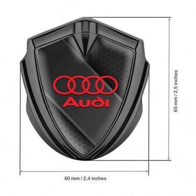Audi Metal 3D Domed Emblem Graphite Dark Hex Polished Steel Design