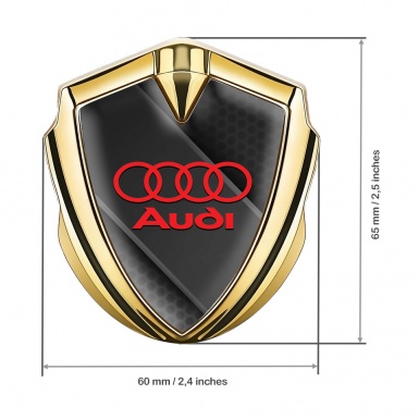 Audi Metal 3D Domed Emblem Gold Dark Hex Polished Steel Design