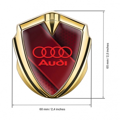 Audi Bodyside Badge Self Adhesive Gold Red Hex Crimson Logo