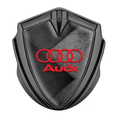 Audi Emblem Badge Self Adhesive Graphite Scratched Stone Effect