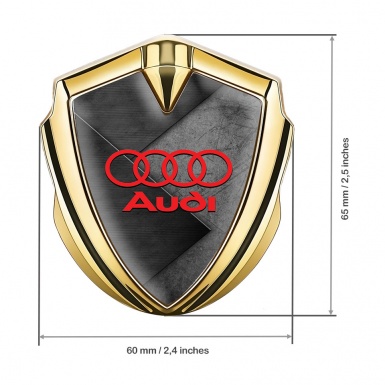 Audi Emblem Badge Self Adhesive Gold Scratched Stone Effect