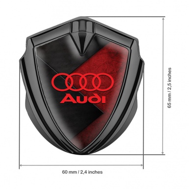 Audi Emblem Fender Badge Graphite Black Red Elements Crimson Logo