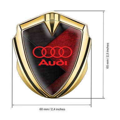 Audi Emblem Fender Badge Gold Black Red Elements Crimson Logo