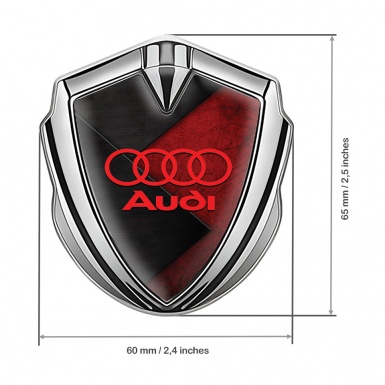 Audi Emblem Fender Badge Silver Black Red Elements Crimson Logo