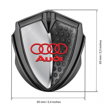 Audi Fender Emblem Badge Graphite Half Steel Panels Red Edition