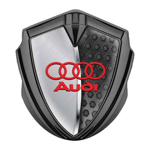 Audi Fender Emblem Badge Graphite Half Steel Panels Red Edition
