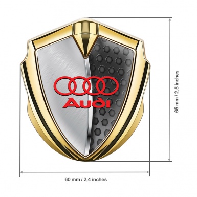 Audi Fender Emblem Badge Gold Half Steel Panels Red Edition