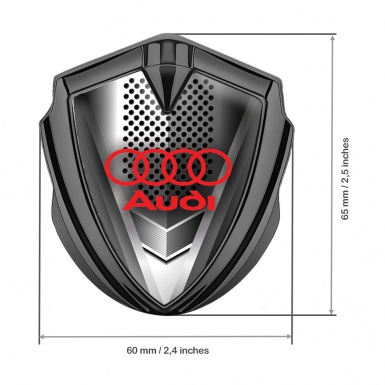 Audi Emblem Trunk Badge Graphite Metal Grille Effect Classic Red Logo