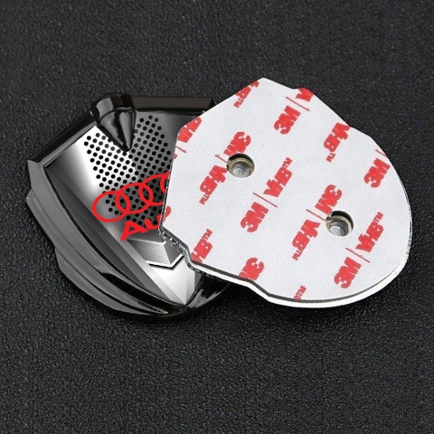 Audi Emblem Trunk Badge Graphite Metal Grille Effect Classic Red Logo