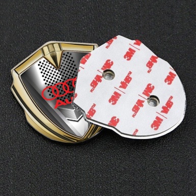 Audi Emblem Trunk Badge Gold Metal Grille Effect Classic Red Logo