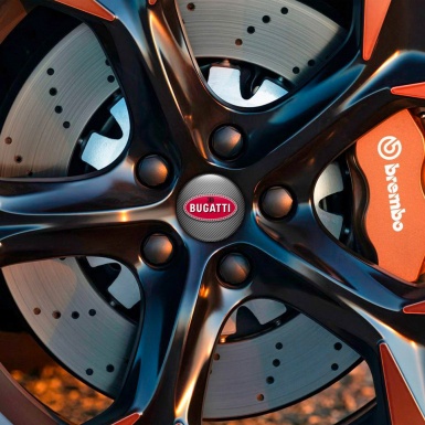Bugatti Silicone Stickers Wheel Center Cap Carbon with Flat Style Logo