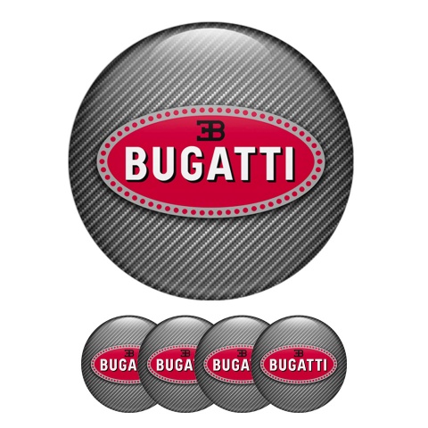 Bugatti Silicone Stickers Wheel Center Cap Carbon with Flat Style Logo