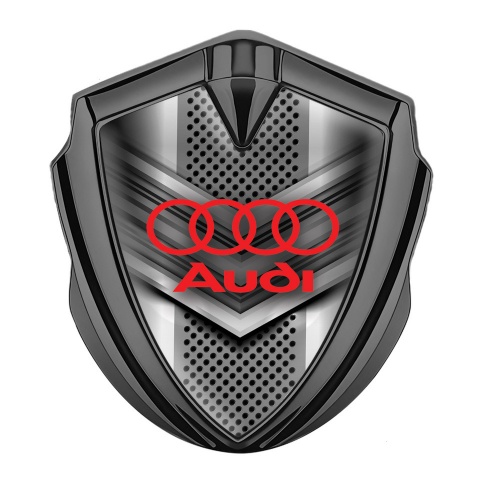 Audi Bodyside Emblem Badge Graphite Modern Front Grille Red Logo