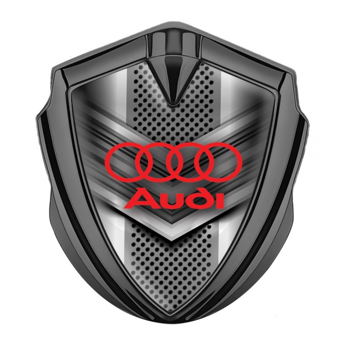 Audi Bodyside Emblem Badge Graphite Modern Front Grille Red Logo